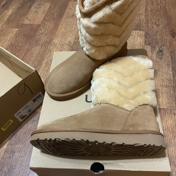 UGG Tan and Cream Winter Boots - Picture 2 of 4